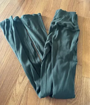 Aerie Ribbed High-Waist Leggings in Olive Green thumbnail 1