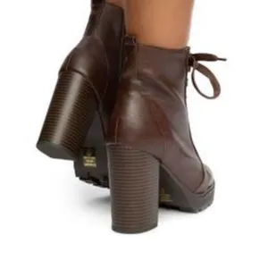 Soda Balboa booties lug bottom chunky heel PU brown size 8 thumbnail 4