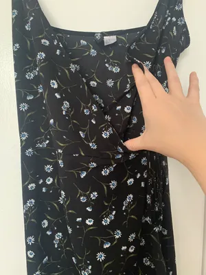 Divided Black Floral Wrap Dress thumbnail 3