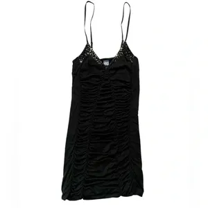 Free People Black Bodycon Ruched Sequin Y2K Mini Dress NWT thumbnail 3