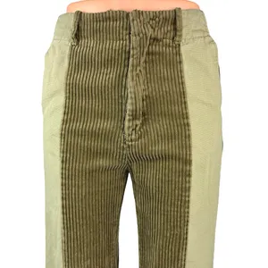 Urban Outfitters Corina Green Corduroy Colorblock High-Waist Trousers Pants 0 thumbnail 4