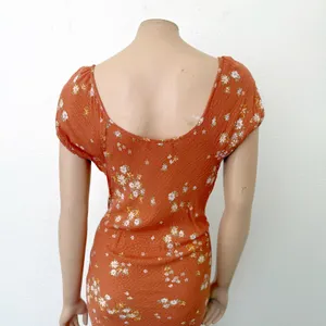 [Nikki Erin] Orange Floral Print Cap Sleeve Peasant Midi Slip Dress Size Large L thumbnail 5