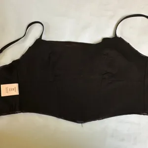Black satin corset crop top thumbnail 4