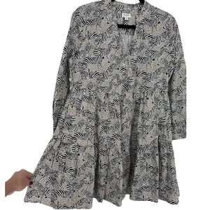 J.Crew Animal Print Novelty Zebra Leopard Long Sleeve Tiered‎ Mini Dress Size XS thumbnail 7
