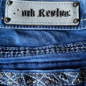 Rock Revival Blue Denim Tansy Mid Rise Curvy Boot Cut Embellished Jeans 27 thumbnail 7
