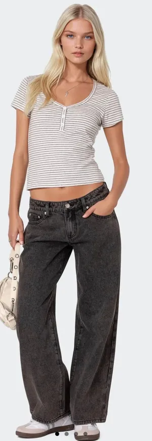 Edikted Petite Raelynn Low-Rise Jeans Washed S thumbnail 1