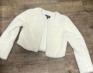 Nordstrom Cropped ivory white fur soft jacket thumbnail 3