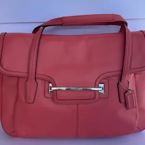 Coach Taylor Marin Satchel in Coral with Silvertone Hardware thumbnail 2