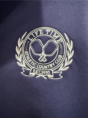 EVEREVE x LIFETIME NWT Varsity Quarter Zipper Pullover Sweatshirt Navy Blue L thumbnail 7