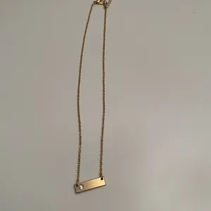 Gold and rhinestone bar necklace thumbnail 7