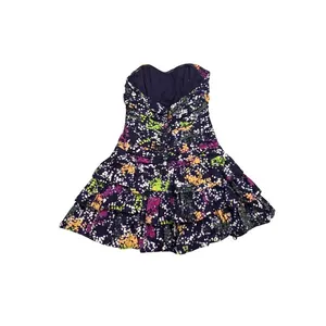 Moda International Navy Floral Polka Dot Strapless Ruffle Mini Dress 0 HOCO Prom thumbnail 3