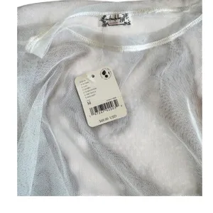 Free People White Sheer Mesh Dress Long‎ Sleeve Size M Layering See Through thumbnail 4