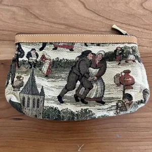 Vintage 90s‎ Tapestry Coin Purse Zip Close Renaissance Inspired Images thumbnail 2
