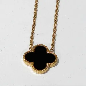 18k‎ Gold Plated JY Black Clover Necklace Jewelry thumbnail 2