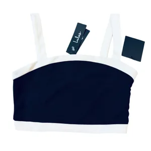 NWT Lulus Size Large Black White Crop Top Side Zip Causal Chic Modern Simplicity thumbnail 1