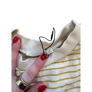 ZARA Women Striped Crop Sleeve Top‎ Yellow White Size S thumbnail 3