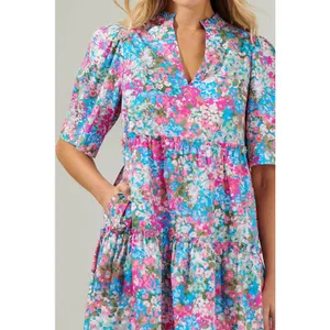 Sugarlips Women’s Floral Shift Dress With Split Neck Size XS thumbnail 2