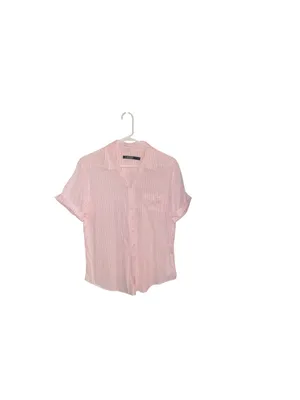 Lauren Ralph Lauren Pink Striped Short-Sleeve button up Shirt Coastal Grandma thumbnail 3