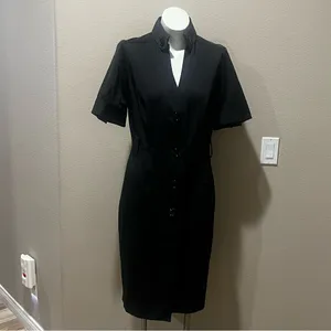 Zara basic black short sleeve button up dress thumbnail 2