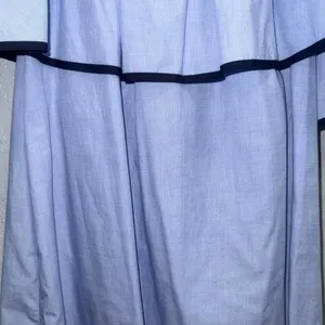 J.Crew Off the Shoulder Ruffle Mini Dress Light Blue Navy‎ Trim XS thumbnail 4
