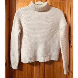 Vince Wool Cashmere Turtleneck Sweater Cream Off White Waffle Knit Small thumbnail 2