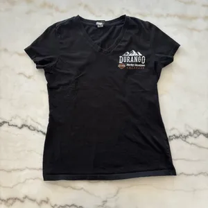 Harley-Davidson Durango Colorado V-Neck T-Shirt Black Graphic Tee Small Biker thumbnail 3
