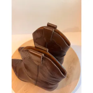 90s Nine West Brown Western Genuine Leather Point Toe Boot Size 7.5 Brazil Made thumbnail 7