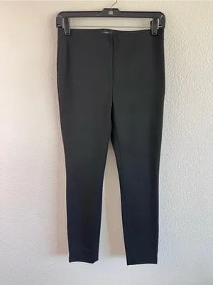 LOFT Women's High Waist Ponte Stretch Black Ankle Zip Legging Trouser‎ Cropped thumbnail 2
