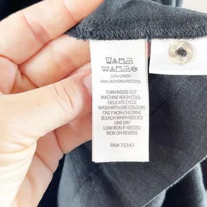 Halston Linen Blend Short Sleeve Midi Shirt Dress Black 4 thumbnail 6