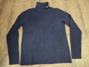 Lauren Ralph Lauren LRL Navy Blue Ribbed Stretch Women's Turtleneck Shirt Medium thumbnail 1