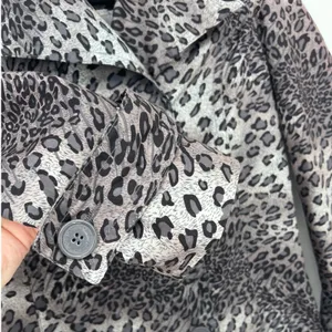 Anthropologie Joujou Gray Leopard Trench Short Double Breasted Jacket Large‎ EUC thumbnail 4