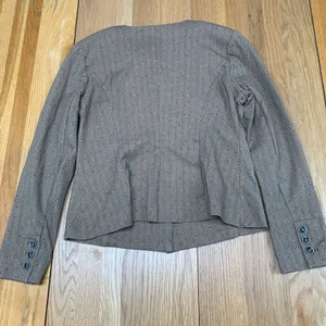 Cabi Brown Herringbone Confetti‎ Blazer Jacket Womens Small Collarless Button thumbnail 5
