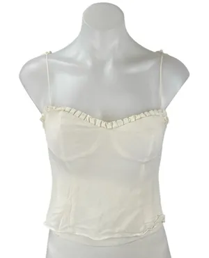 Reformation Novena Cream Corset Bustier Tie Strap Sleeveless Cami Crop Top Sz 6 thumbnail 1