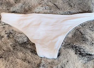 White Ribbed Bikini Bottoms thumbnail 1