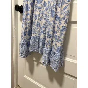 Bohme Blue‎ Floral Toile Ruffle Midi Dress Tie Waist Small thumbnail 11
