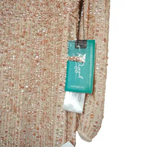 Mac Duggal Pink Nude Sequin V-Neck Long‎ Sleeve Midi Dress Size 10 NWT Formal thumbnail 6