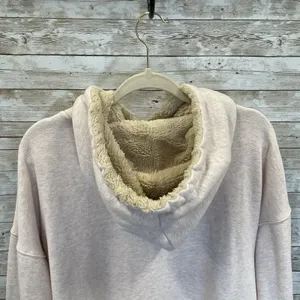 Aerie Womens L Hoodie Pink Oversized Tunic w/ Fur Lined Hood and Pocket Pullover thumbnail 6
