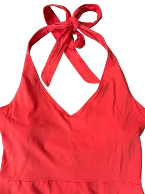 Pact Fit & Flare Organic Cotton Halter Dress Orange Size XXL thumbnail 2