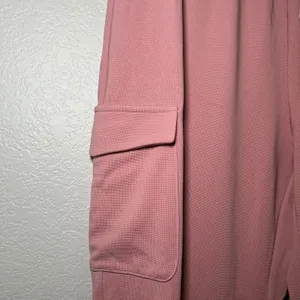 Halara High Waisted Cargo Joggers Pink Waffle Knit Elastic Waist Pants XL NEW thumbnail 2