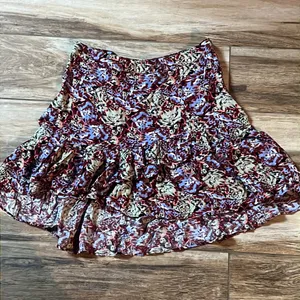 Free people purple floral ruffled mini skirt thumbnail 3