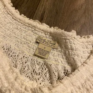 Lucky Brand White Crochet Boho Tunic Top Semi Sheer Short Sleeve Small thumbnail 5