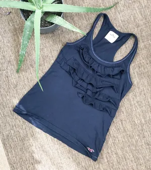Hollister Navy ruffle racer back tank top small thumbnail 1