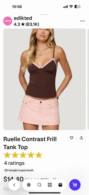 Edikted Ruelle Contrast Frill Tank Top thumbnail 8