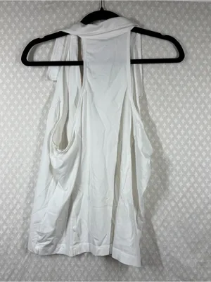 Anthropologie Pilcro White Cotton Blend V Neck Polo Tank Top thumbnail 5