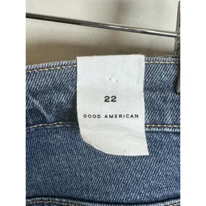 Good American Denim Shorts Women Size 22 Blue High Rise Raw Hem Distressed thumbnail 6