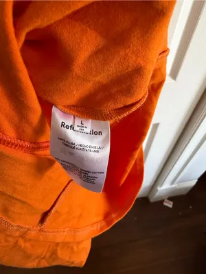 Reformation Dante Midi Dress Button Stretchy Orange Size Large thumbnail 4