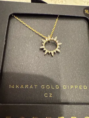 Secret Box New York 14K Gold Dipped CZ Sunburst Pendant Necklace NWT thumbnail 3