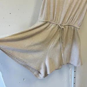 Princess Polly Oatmeal Beige Linen Blend Romper Sleeveless Braided Straps Size 4 thumbnail 4