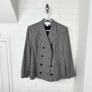 Vintage Jones New York Plaid Herringbone Houndstooth Double Breasted Blazer thumbnail 3