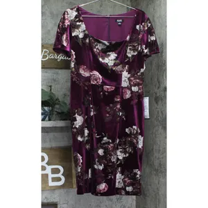 NWT SLNY Embellished Sheath Velvet Floral Print Dress Magenta Purple Multi 14 thumbnail 3